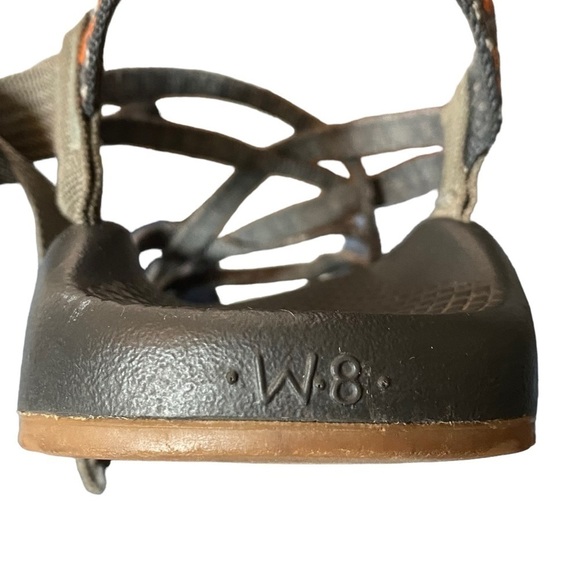 CHACO - SIZE 8 - THE CLASSIC CREED - ORANGE AZTEC WITH BLUE/ GRAY - EXC COND S4 - Picture 14 of 16